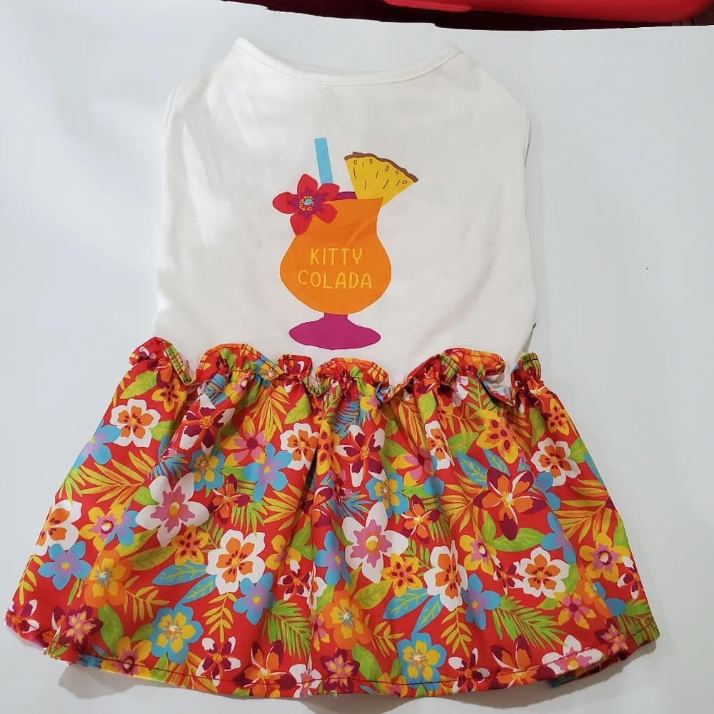 Tropical Kitty Colada Floral Cat Dog Dress Size L XL YOULY NWT